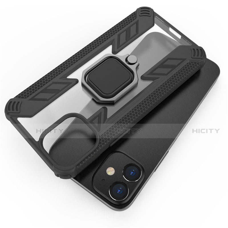 Silikon Hülle Handyhülle und Kunststoff Schutzhülle Hartschalen Tasche mit Magnetisch Fingerring Ständer M01 für Apple iPhone 12 Mini