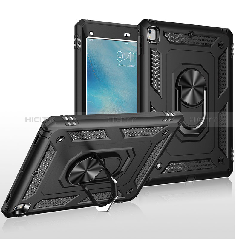 Silikon Hülle Handyhülle und Kunststoff Schutzhülle Hartschalen Tasche mit Magnetisch Fingerring Ständer MQ1 für Apple iPad Air groß