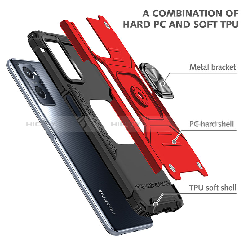 Silikon Hülle Handyhülle und Kunststoff Schutzhülle Hartschalen Tasche mit Magnetisch Fingerring Ständer MQ1 für Oppo A96 4G
