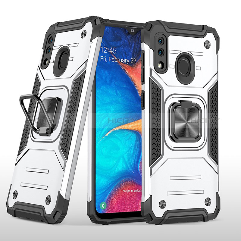 Silikon Hülle Handyhülle und Kunststoff Schutzhülle Hartschalen Tasche mit Magnetisch Fingerring Ständer MQ1 für Samsung Galaxy A30