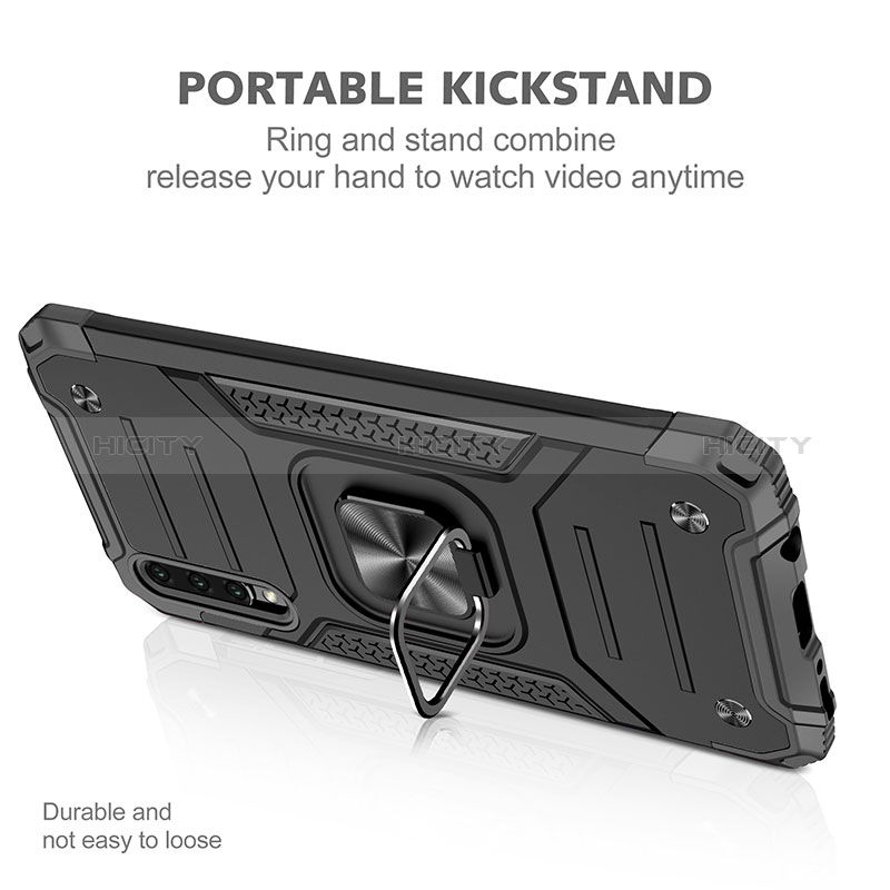 Silikon Hülle Handyhülle und Kunststoff Schutzhülle Hartschalen Tasche mit Magnetisch Fingerring Ständer MQ1 für Samsung Galaxy A50 groß