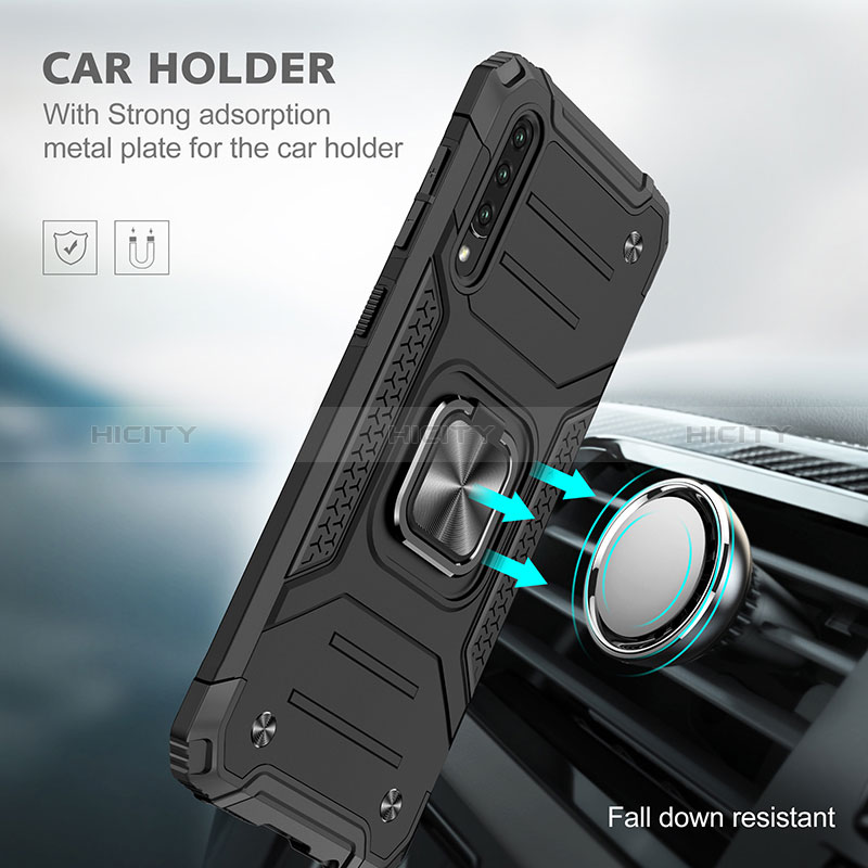 Silikon Hülle Handyhülle und Kunststoff Schutzhülle Hartschalen Tasche mit Magnetisch Fingerring Ständer MQ1 für Samsung Galaxy A50S