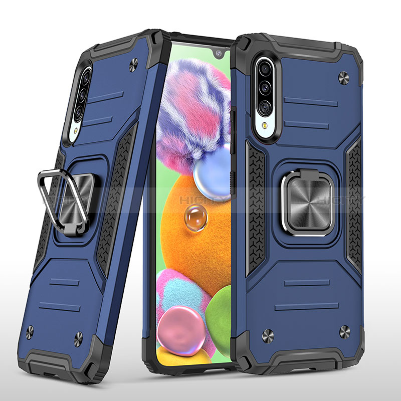 Silikon Hülle Handyhülle und Kunststoff Schutzhülle Hartschalen Tasche mit Magnetisch Fingerring Ständer MQ1 für Samsung Galaxy A90 5G groß