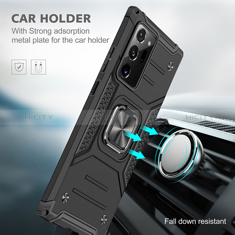 Silikon Hülle Handyhülle und Kunststoff Schutzhülle Hartschalen Tasche mit Magnetisch Fingerring Ständer MQ1 für Samsung Galaxy Note 20 Ultra 5G