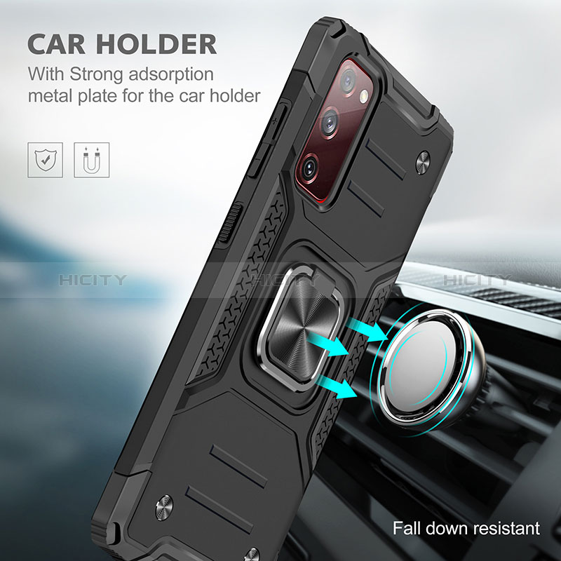 Silikon Hülle Handyhülle und Kunststoff Schutzhülle Hartschalen Tasche mit Magnetisch Fingerring Ständer MQ1 für Samsung Galaxy S20 Lite 5G groß