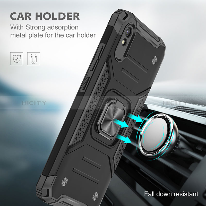 Silikon Hülle Handyhülle und Kunststoff Schutzhülle Hartschalen Tasche mit Magnetisch Fingerring Ständer MQ1 für Xiaomi Redmi 9AT