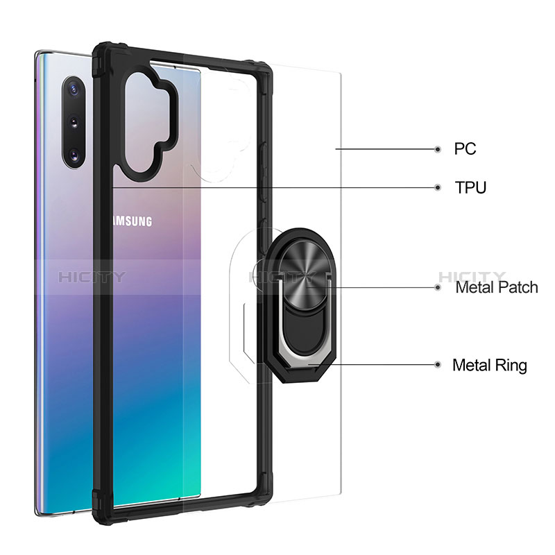 Silikon Hülle Handyhülle und Kunststoff Schutzhülle Hartschalen Tasche mit Magnetisch Fingerring Ständer MQ2 für Samsung Galaxy Note 10 Plus 5G
