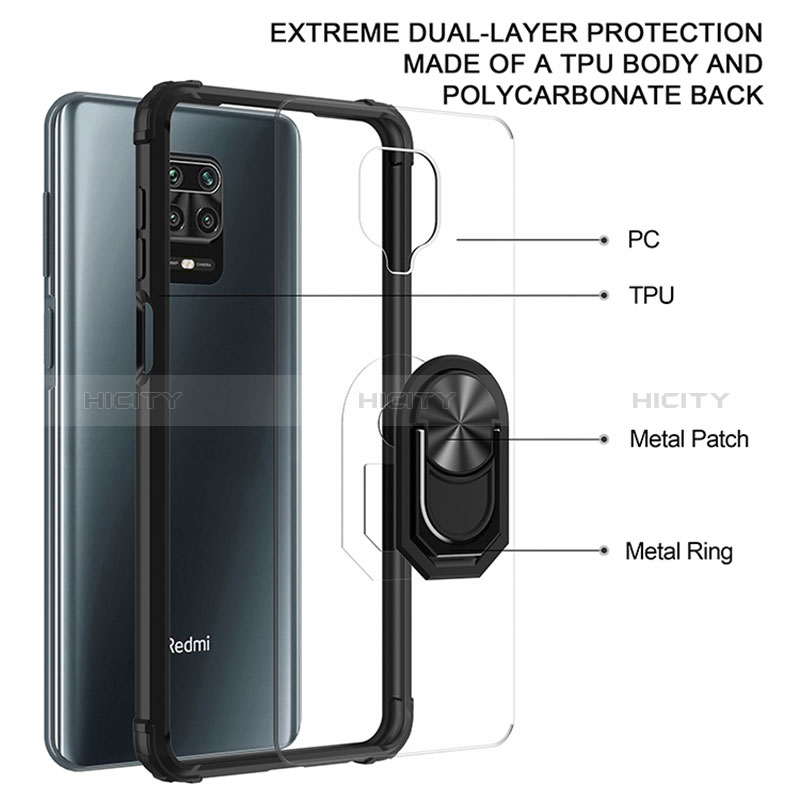 Silikon Hülle Handyhülle und Kunststoff Schutzhülle Hartschalen Tasche mit Magnetisch Fingerring Ständer MQ2 für Xiaomi Redmi Note 9 Pro