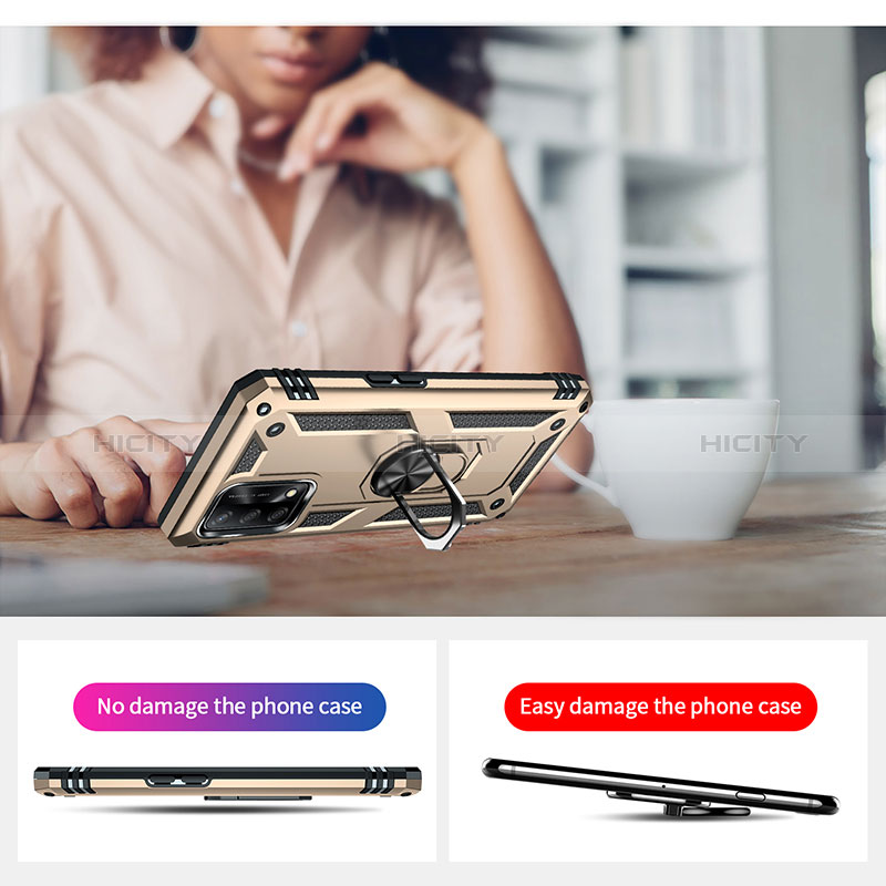 Silikon Hülle Handyhülle und Kunststoff Schutzhülle Hartschalen Tasche mit Magnetisch Fingerring Ständer MQ3 für Oppo F19s