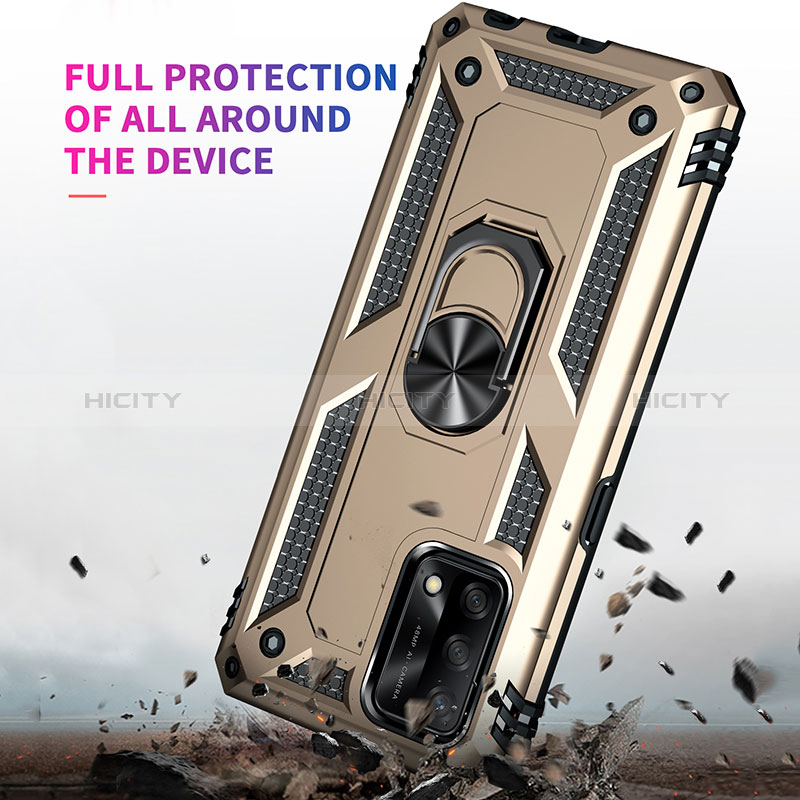 Silikon Hülle Handyhülle und Kunststoff Schutzhülle Hartschalen Tasche mit Magnetisch Fingerring Ständer MQ3 für Oppo F19s