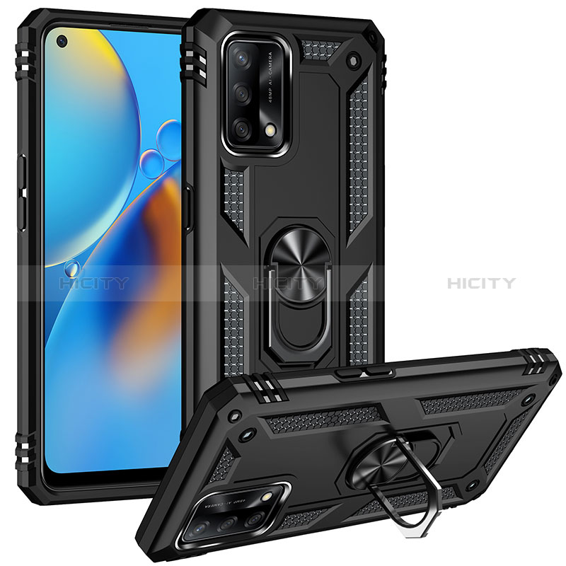 Silikon Hülle Handyhülle und Kunststoff Schutzhülle Hartschalen Tasche mit Magnetisch Fingerring Ständer MQ3 für Oppo F19s