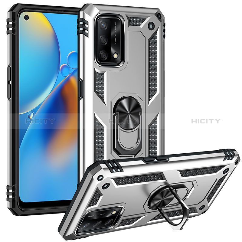 Silikon Hülle Handyhülle und Kunststoff Schutzhülle Hartschalen Tasche mit Magnetisch Fingerring Ständer MQ3 für Oppo F19s