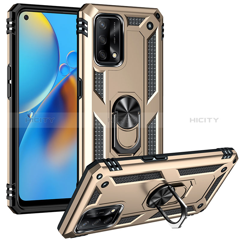Silikon Hülle Handyhülle und Kunststoff Schutzhülle Hartschalen Tasche mit Magnetisch Fingerring Ständer MQ3 für Oppo F19s