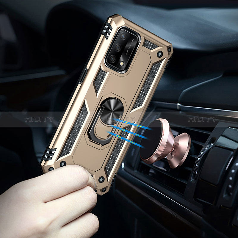 Silikon Hülle Handyhülle und Kunststoff Schutzhülle Hartschalen Tasche mit Magnetisch Fingerring Ständer MQ3 für Oppo F19s