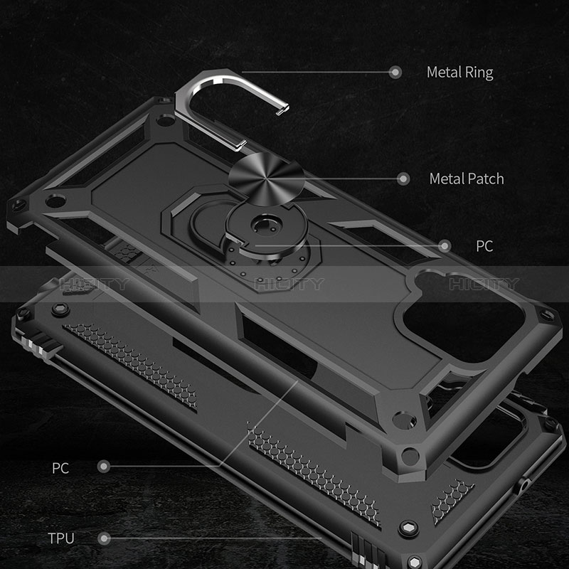 Silikon Hülle Handyhülle und Kunststoff Schutzhülle Hartschalen Tasche mit Magnetisch Fingerring Ständer MQ3 für Samsung Galaxy A42 5G