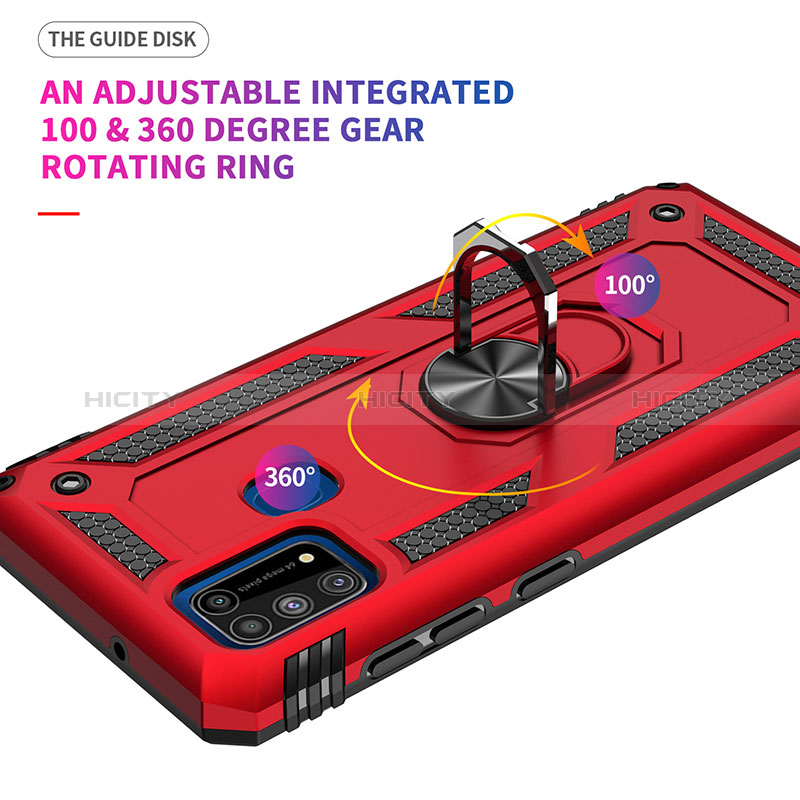 Silikon Hülle Handyhülle und Kunststoff Schutzhülle Hartschalen Tasche mit Magnetisch Fingerring Ständer MQ3 für Samsung Galaxy M21s