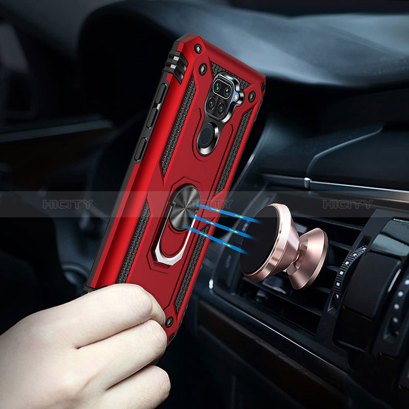 Silikon Hülle Handyhülle und Kunststoff Schutzhülle Hartschalen Tasche mit Magnetisch Fingerring Ständer MQ3 für Xiaomi Redmi Note 9