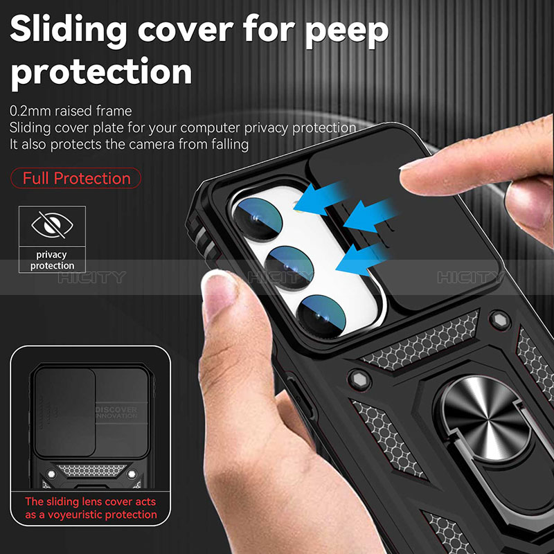 Silikon Hülle Handyhülle und Kunststoff Schutzhülle Hartschalen Tasche mit Magnetisch Fingerring Ständer MQ6 für Samsung Galaxy S22 Plus 5G