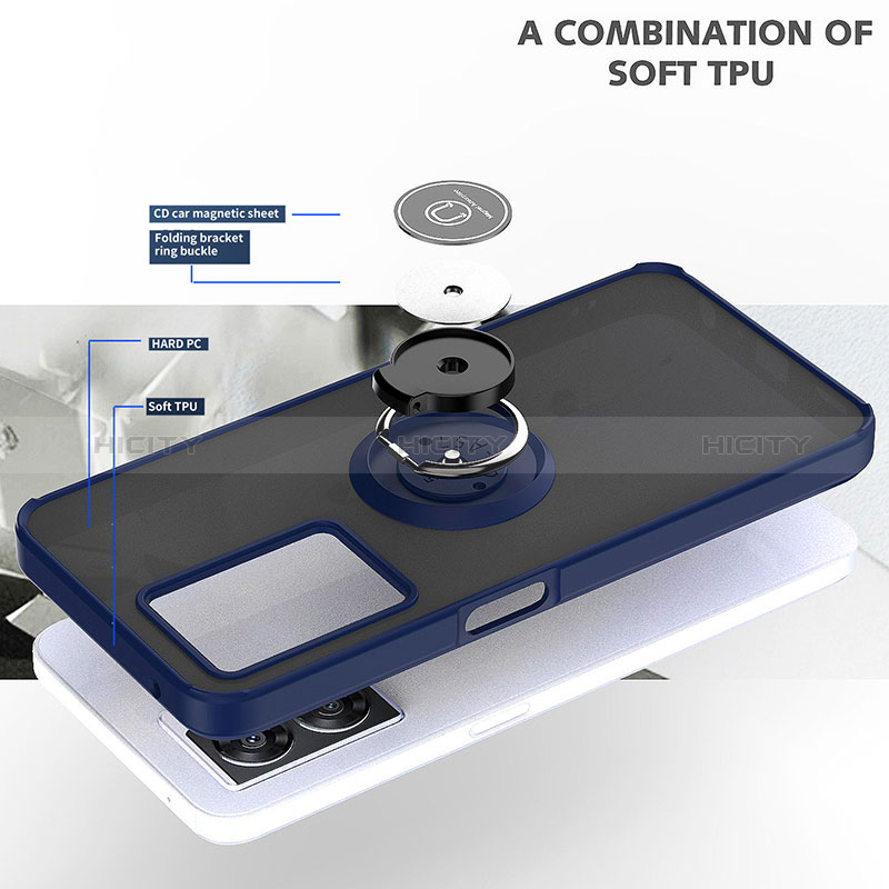 Silikon Hülle Handyhülle und Kunststoff Schutzhülle Hartschalen Tasche mit Magnetisch Fingerring Ständer QW2 für Realme Narzo 50 5G