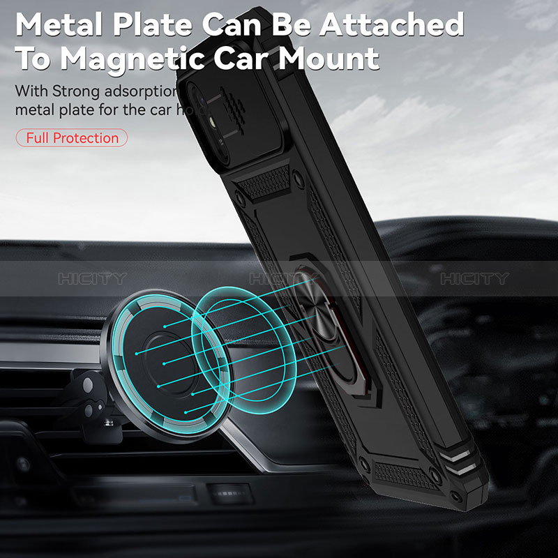 Silikon Hülle Handyhülle und Kunststoff Schutzhülle Hartschalen Tasche mit Magnetisch Fingerring Ständer QW3 für Xiaomi Redmi 9A