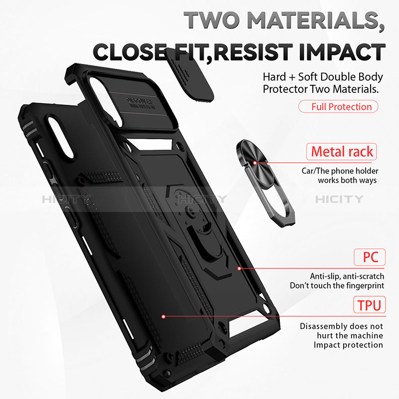 Silikon Hülle Handyhülle und Kunststoff Schutzhülle Hartschalen Tasche mit Magnetisch Fingerring Ständer QW3 für Xiaomi Redmi 9A