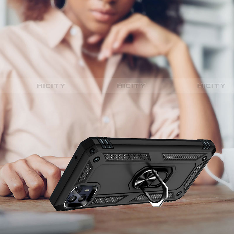 Silikon Hülle Handyhülle und Kunststoff Schutzhülle Hartschalen Tasche mit Magnetisch Fingerring Ständer S01 für Motorola Moto G50 5G groß