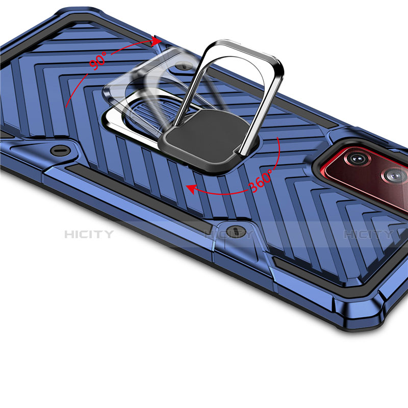 Silikon Hülle Handyhülle und Kunststoff Schutzhülle Hartschalen Tasche mit Magnetisch Fingerring Ständer S01 für Samsung Galaxy S20 FE 5G