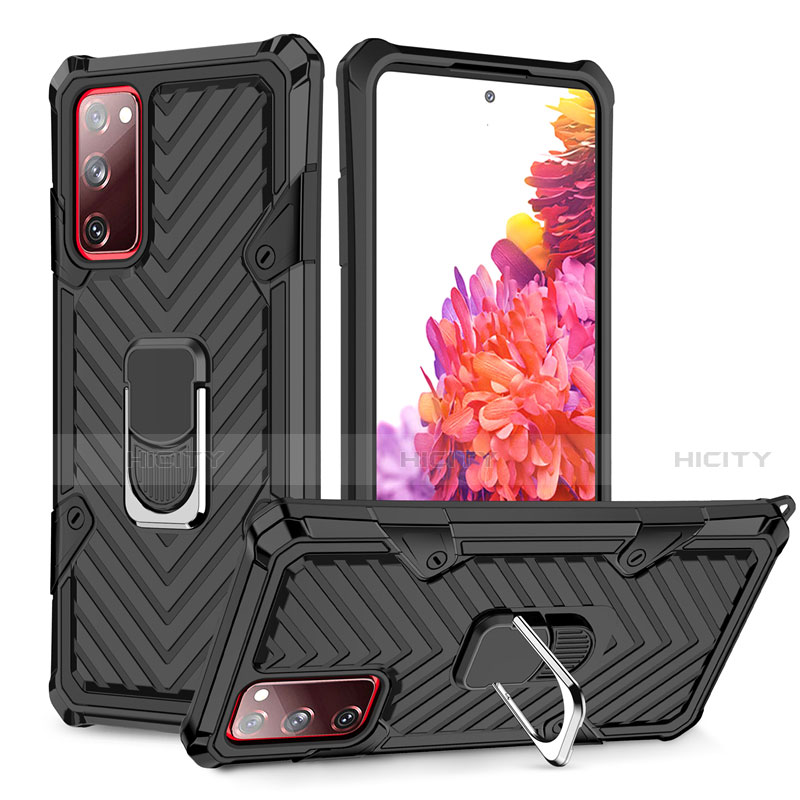 Silikon Hülle Handyhülle und Kunststoff Schutzhülle Hartschalen Tasche mit Magnetisch Fingerring Ständer S01 für Samsung Galaxy S20 Lite 5G groß