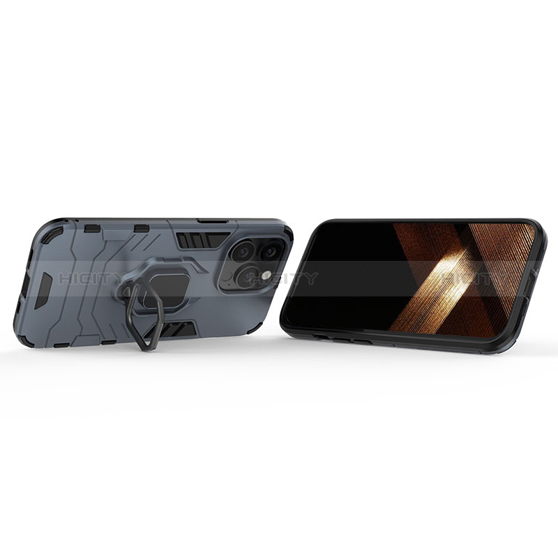 Silikon Hülle Handyhülle und Kunststoff Schutzhülle Hartschalen Tasche mit Magnetisch Fingerring Ständer S02 für Apple iPhone 14 Pro