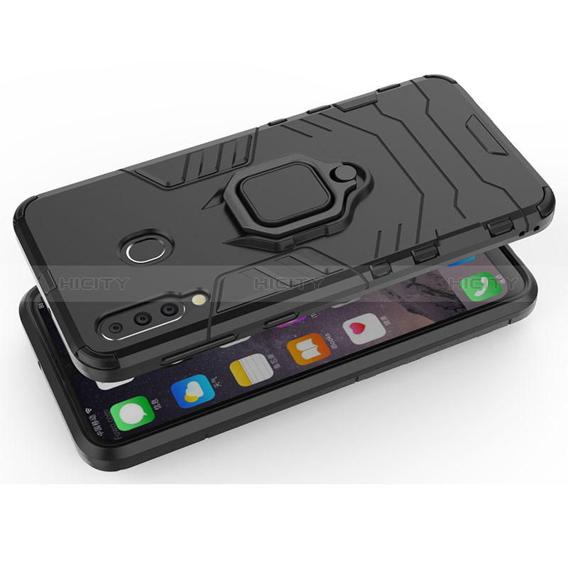 Silikon Hülle Handyhülle und Kunststoff Schutzhülle Hartschalen Tasche mit Magnetisch Fingerring Ständer S02 für Samsung Galaxy M30