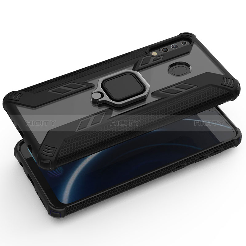 Silikon Hülle Handyhülle und Kunststoff Schutzhülle Hartschalen Tasche mit Magnetisch Fingerring Ständer S03 für Samsung Galaxy A40s