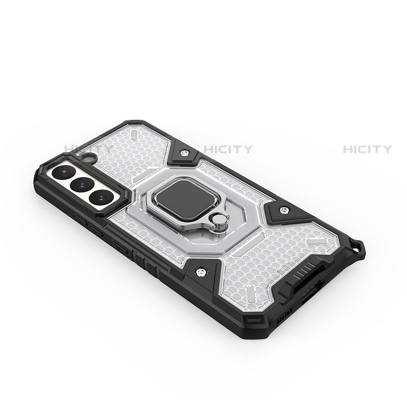 Silikon Hülle Handyhülle und Kunststoff Schutzhülle Hartschalen Tasche mit Magnetisch Fingerring Ständer S03 für Samsung Galaxy S23 5G groß