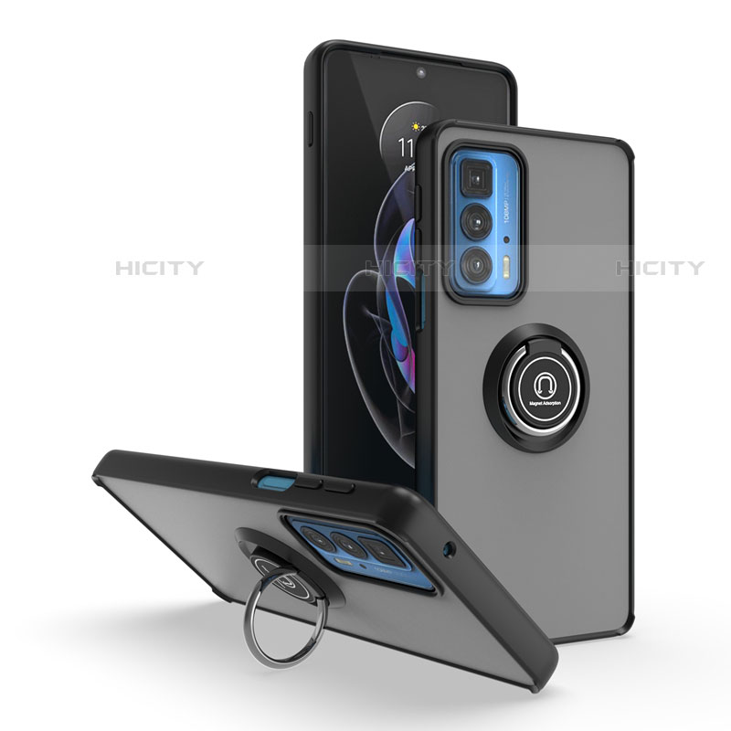 Silikon Hülle Handyhülle und Kunststoff Schutzhülle Hartschalen Tasche mit Magnetisch Fingerring Ständer S04 für Motorola Moto Edge 20 Pro 5G groß