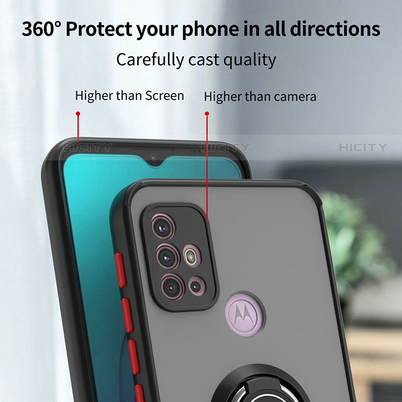 Silikon Hülle Handyhülle und Kunststoff Schutzhülle Hartschalen Tasche mit Magnetisch Fingerring Ständer S04 für Motorola Moto G20 groß
