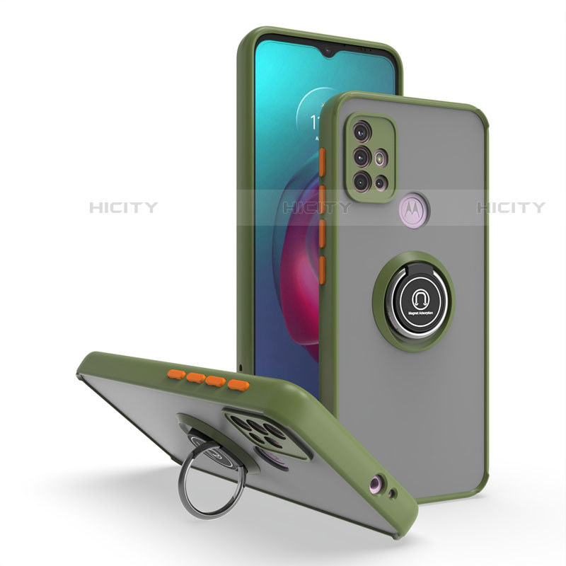Silikon Hülle Handyhülle und Kunststoff Schutzhülle Hartschalen Tasche mit Magnetisch Fingerring Ständer S04 für Motorola Moto G20 groß