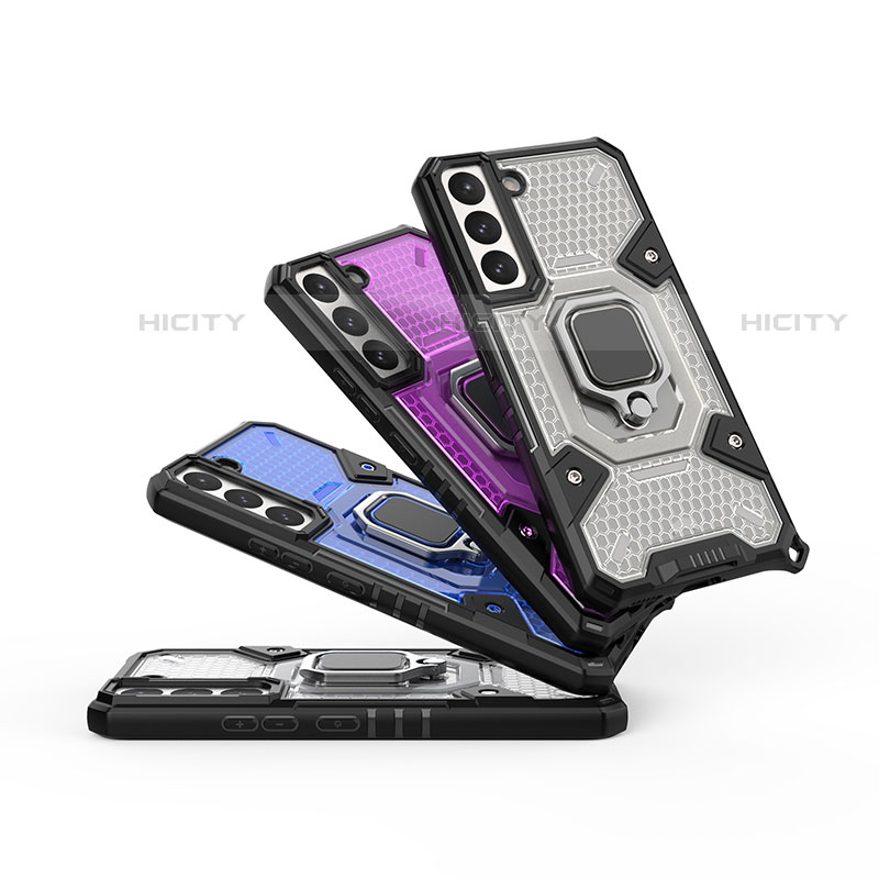 Silikon Hülle Handyhülle und Kunststoff Schutzhülle Hartschalen Tasche mit Magnetisch Fingerring Ständer S04 für Samsung Galaxy S22 Plus 5G