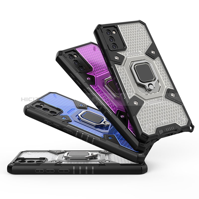 Silikon Hülle Handyhülle und Kunststoff Schutzhülle Hartschalen Tasche mit Magnetisch Fingerring Ständer S05 für Samsung Galaxy A02s groß