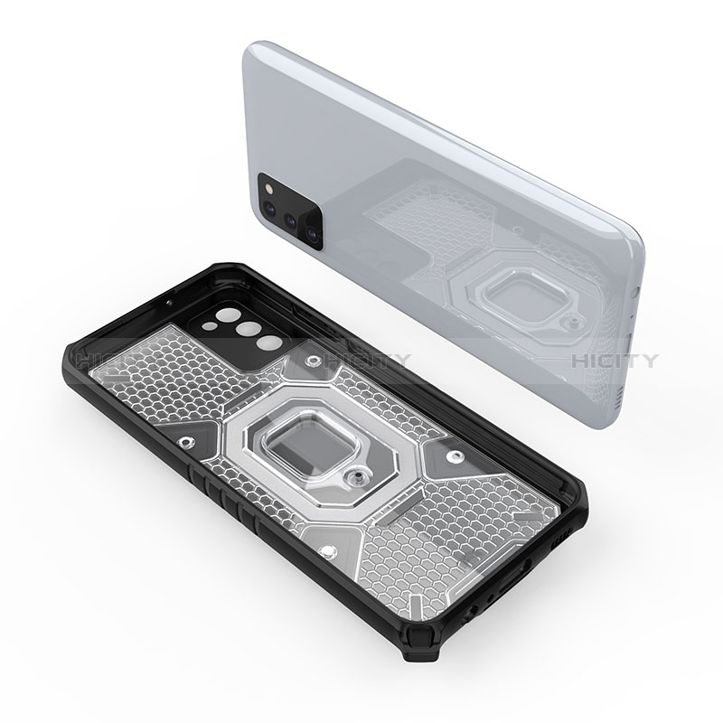 Silikon Hülle Handyhülle und Kunststoff Schutzhülle Hartschalen Tasche mit Magnetisch Fingerring Ständer S05 für Samsung Galaxy A02s groß