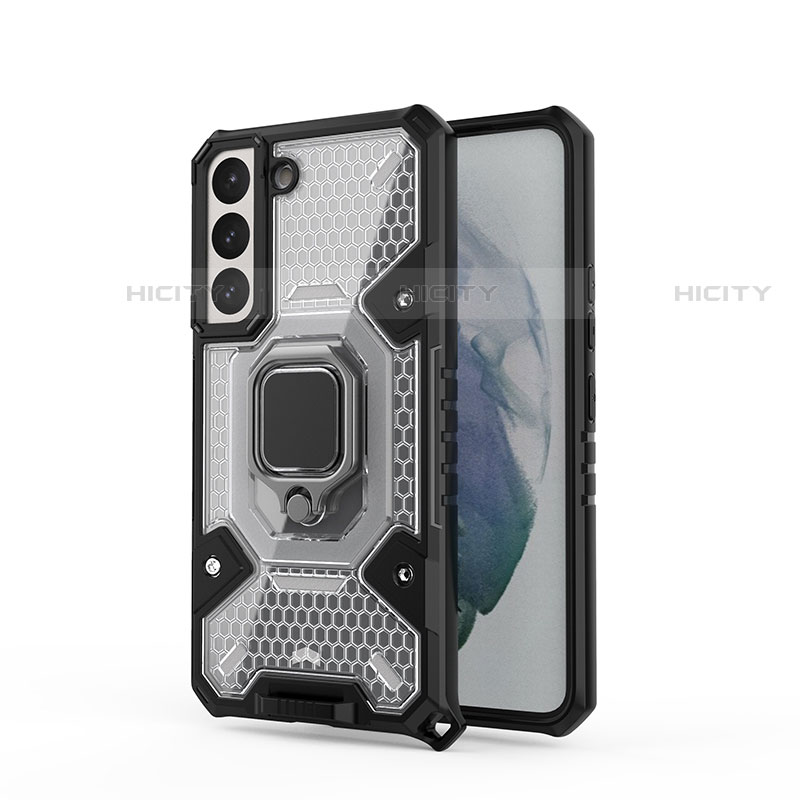 Silikon Hülle Handyhülle und Kunststoff Schutzhülle Hartschalen Tasche mit Magnetisch Fingerring Ständer S05 für Samsung Galaxy S23 5G groß