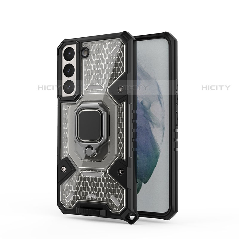 Silikon Hülle Handyhülle und Kunststoff Schutzhülle Hartschalen Tasche mit Magnetisch Fingerring Ständer S05 für Samsung Galaxy S23 5G groß