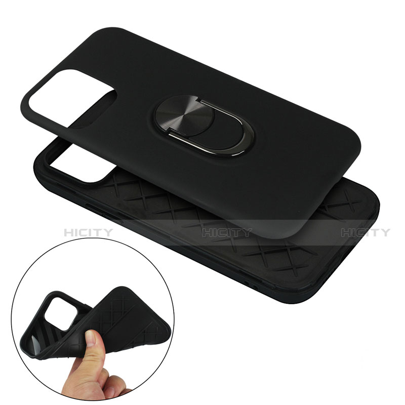 Silikon Hülle Handyhülle und Kunststoff Schutzhülle Hartschalen Tasche mit Magnetisch Fingerring Ständer S06 für Apple iPhone 12 Pro