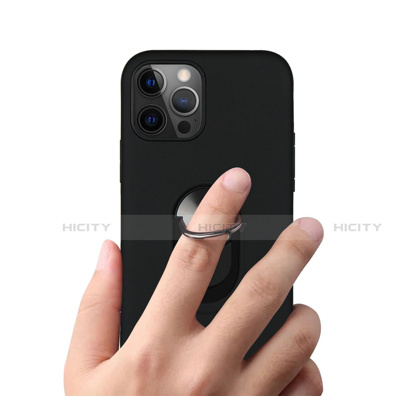 Silikon Hülle Handyhülle und Kunststoff Schutzhülle Hartschalen Tasche mit Magnetisch Fingerring Ständer S06 für Apple iPhone 12 Pro