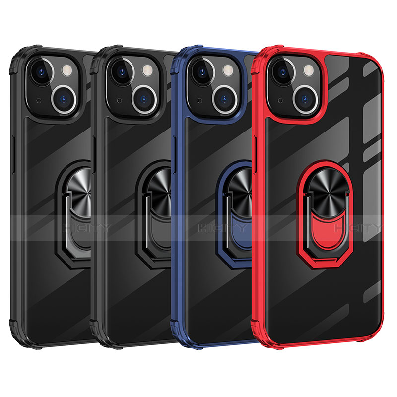 Silikon Hülle Handyhülle und Kunststoff Schutzhülle Hartschalen Tasche mit Magnetisch Fingerring Ständer S06 für Apple iPhone 13 Mini groß