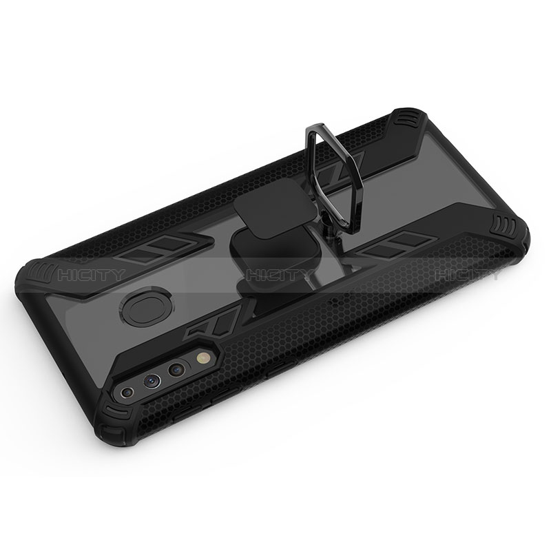 Silikon Hülle Handyhülle und Kunststoff Schutzhülle Hartschalen Tasche mit Magnetisch Fingerring Ständer S06 für Samsung Galaxy M30