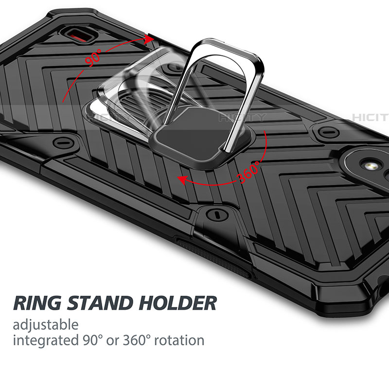 Silikon Hülle Handyhülle und Kunststoff Schutzhülle Hartschalen Tasche mit Magnetisch Fingerring Ständer S08 für Samsung Galaxy A01 SM-A015
