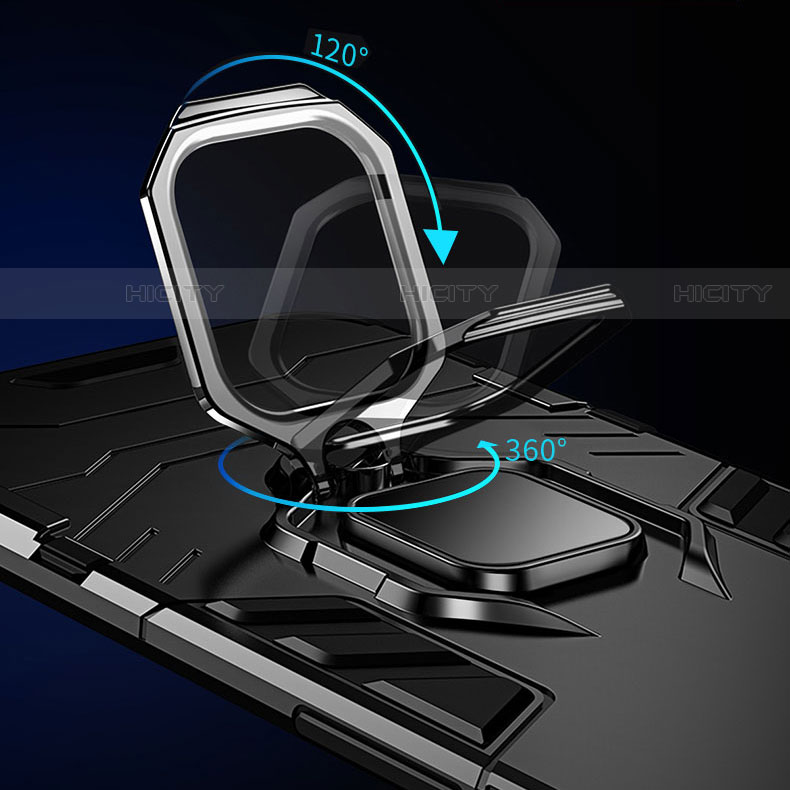 Silikon Hülle Handyhülle und Kunststoff Schutzhülle Hartschalen Tasche mit Magnetisch Fingerring Ständer T06 für Samsung Galaxy S23 Plus 5G