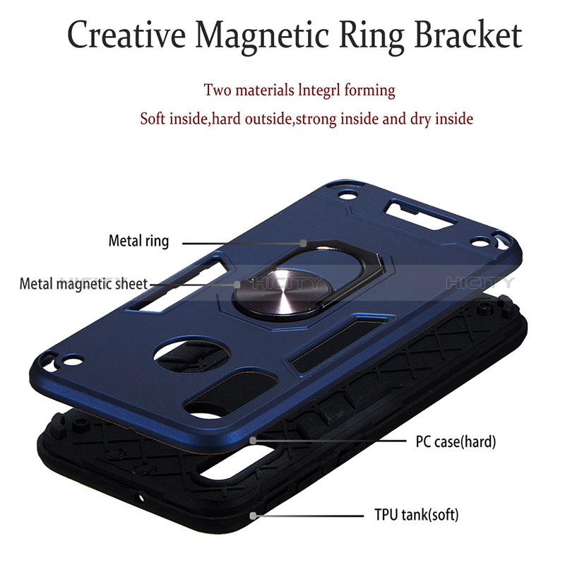 Silikon Hülle Handyhülle und Kunststoff Schutzhülle Hartschalen Tasche mit Magnetisch Fingerring Ständer Y01B für Samsung Galaxy A40
