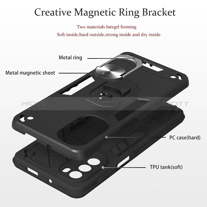 Silikon Hülle Handyhülle und Kunststoff Schutzhülle Hartschalen Tasche mit Magnetisch Fingerring Ständer YB1 für Motorola Moto G62 5G