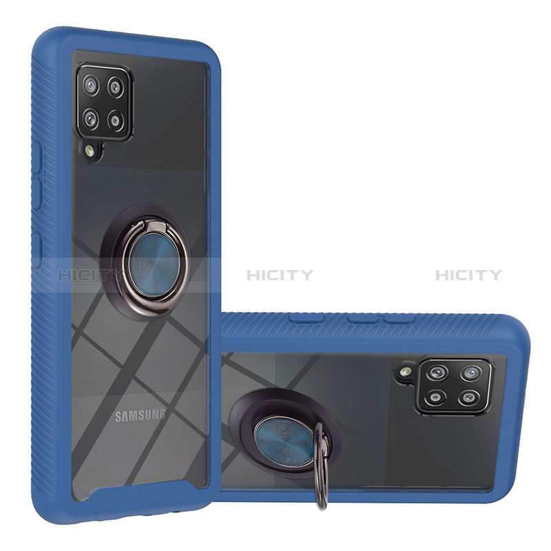 Silikon Hülle Handyhülle und Kunststoff Schutzhülle Hartschalen Tasche mit Magnetisch Fingerring Ständer YB1 für Samsung Galaxy A42 5G