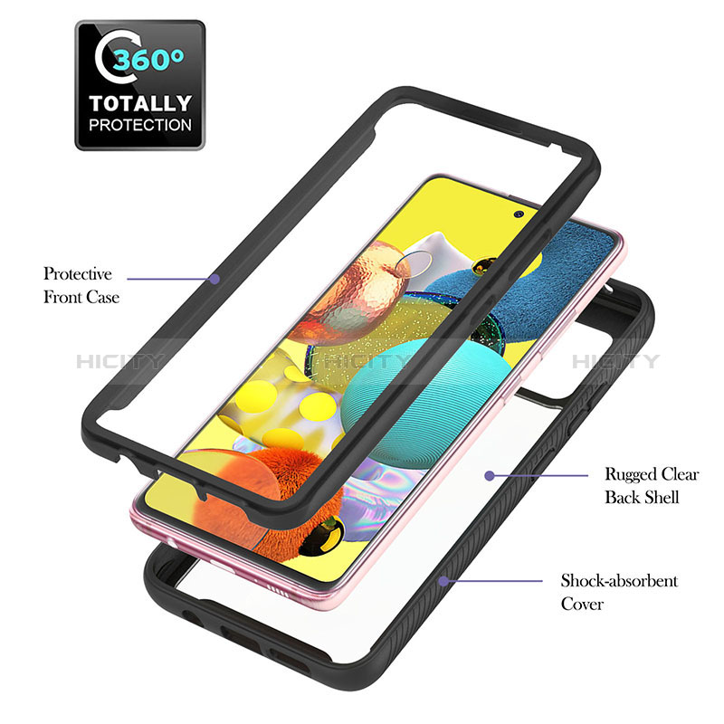 Silikon Hülle Handyhülle und Kunststoff Schutzhülle Hartschalen Tasche mit Magnetisch Fingerring Ständer YB1 für Samsung Galaxy A51 4G